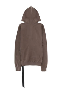 Drkshdw men’s felpa gimp brown muted brown hooded sweatshirt made of soft material with black drawstring shown from back