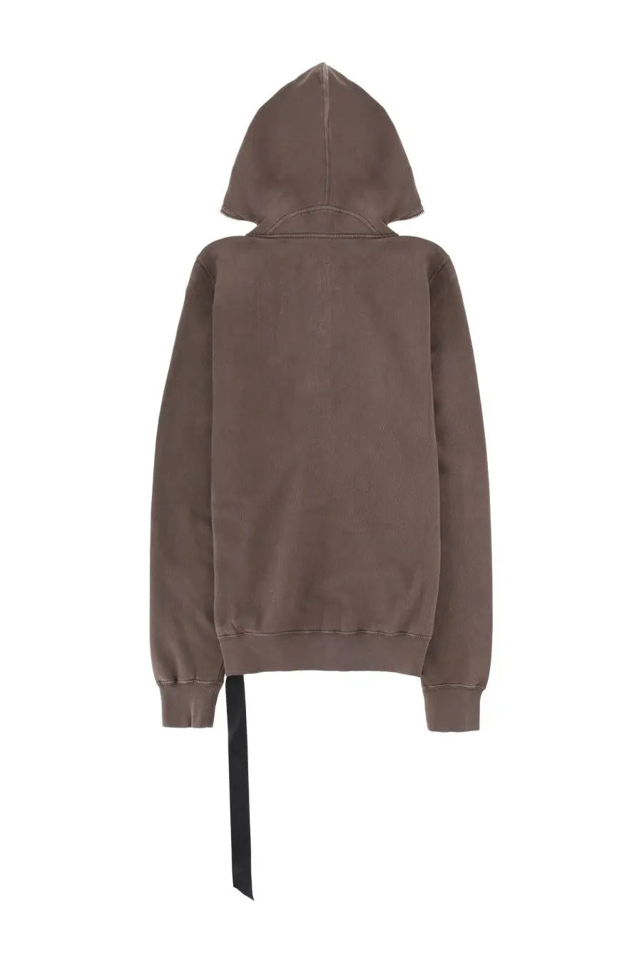 Drkshdw men’s felpa gimp brown muted brown cotton hooded sweatshirt back with black drawstring hanging