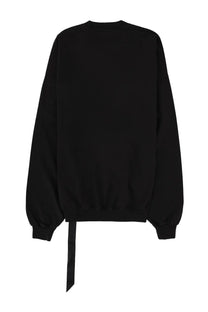 Black oversized drkshdw men’s felpa hun crewneck sweatshirt in cotton with ribbed hem cuffs and back tie detail