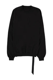 Drkshdw men’s felpa hun black oversized cotton sweatshirt with ribbed hem cuffs and front tie down detail