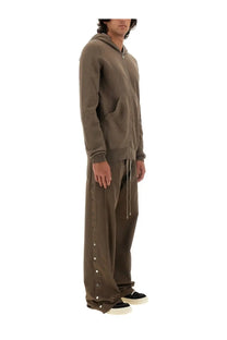 Drkshdw men’s gimp sweatshirt beige in muted olive green zip-up hoodie with matching drawstring and button-detail pants