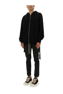 Drkshdw men’s jumbo gimp black zip-up hoodie with hood front zipper and waist drawstrings