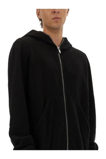 Drkshdw men’s jumbo gimp hoodie black with silver zipper and front pockets in a black zip-up design
