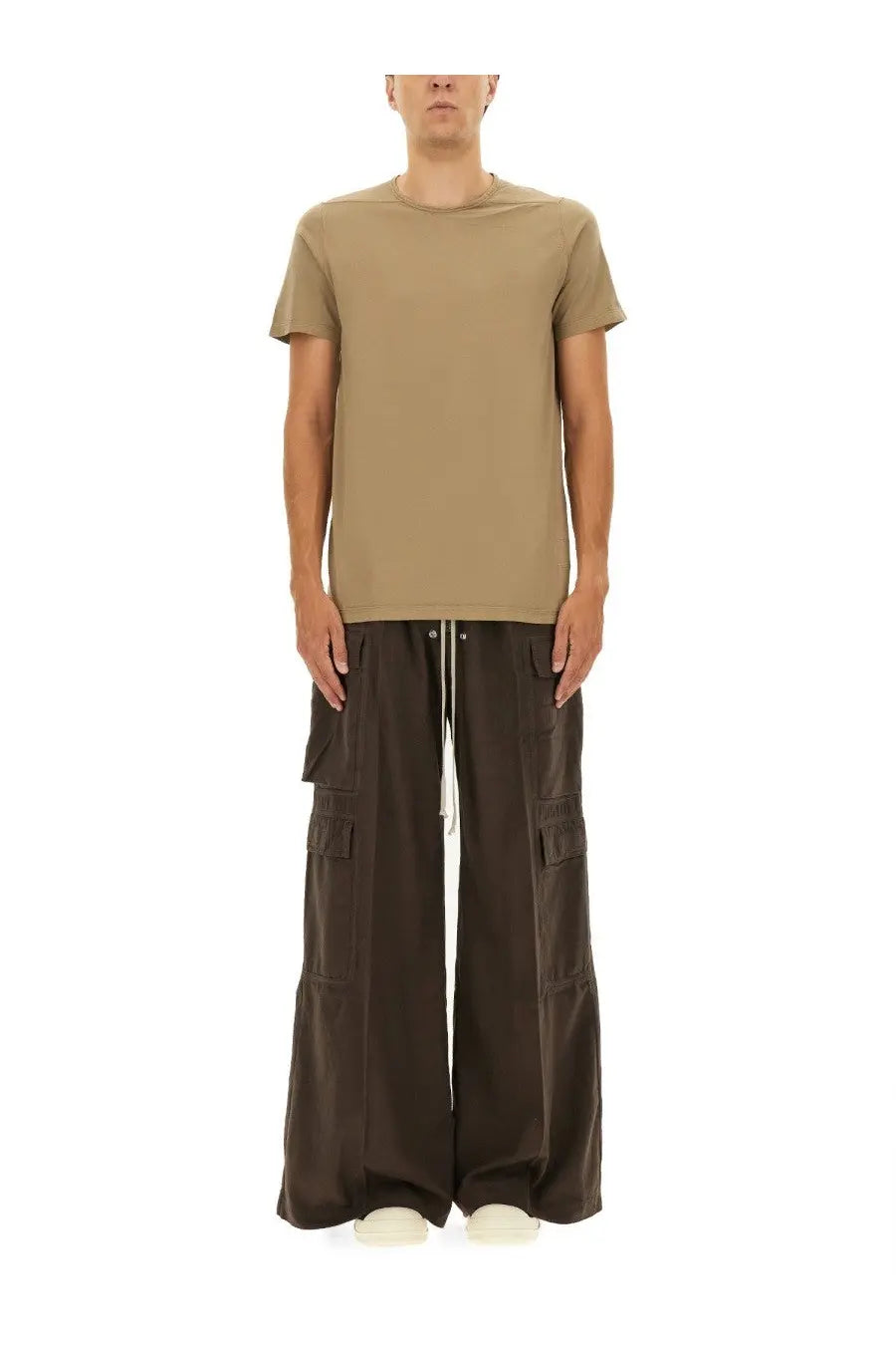 Beige DRKSHDW men’s short-sleeved level shirt with crew neck and relaxed fit in soft breathable fabric