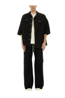 Drkshdw men’s magnum tommy shirt black short-sleeved button-up with two chest pockets and silver buttons