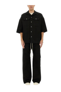 Drkshdw men’s magnum tommy shirt black short-sleeved button-up with two chest pockets and white buttons