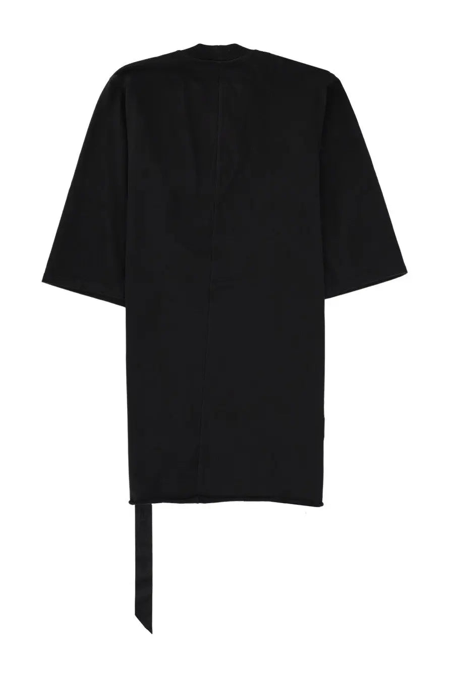 Drkshdw men’s jumbo black oversized t-shirt with asymmetrical hem and long narrow fabric tail at the back