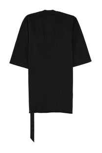 Drkshdw men’s jumbo black oversized t-shirt with asymmetrical hem and long narrow fabric tail at the back
