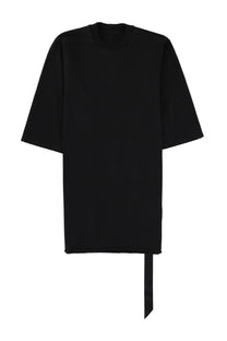 Drkshdw men’s jumbo black oversized t-shirt with ribbed crew neckline short sleeves and asymmetrical hem tied ribbon