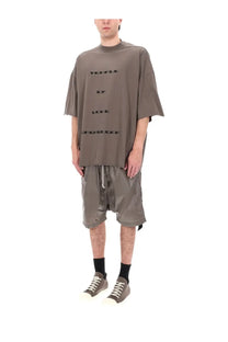 Oversized olive green drkshdw men’s t-shirt with bold black text across the chest in cotton fabric