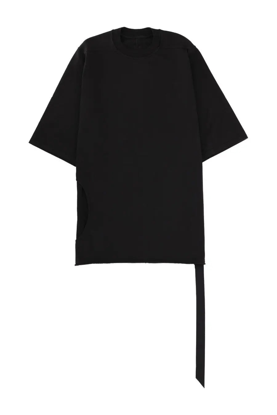 Drkshdw men’s subhuman jumbo black oversized short sleeve t shirt with asymmetrical hem and side tie detail