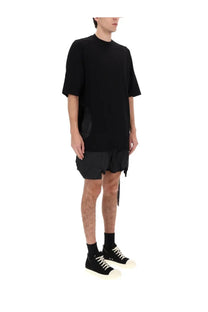 Drkshdw men’s subhuman jumbo shirt black oversized cotton t shirt with asymmetrical cutouts and minimalist design