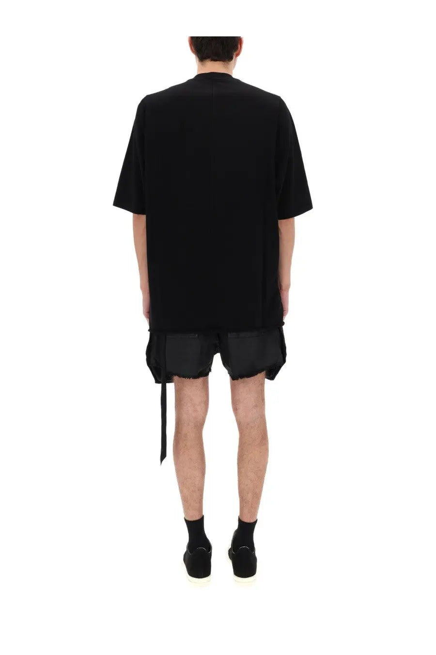 Drkshdw men’s subhuman jumbo shirt black oversized t-shirt with raw hem and side slit made of soft cotton