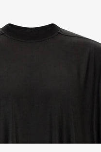 Drkshdw men’s technical fabric black t-shirt with smooth glossy fabric and clean stitching at the neckline