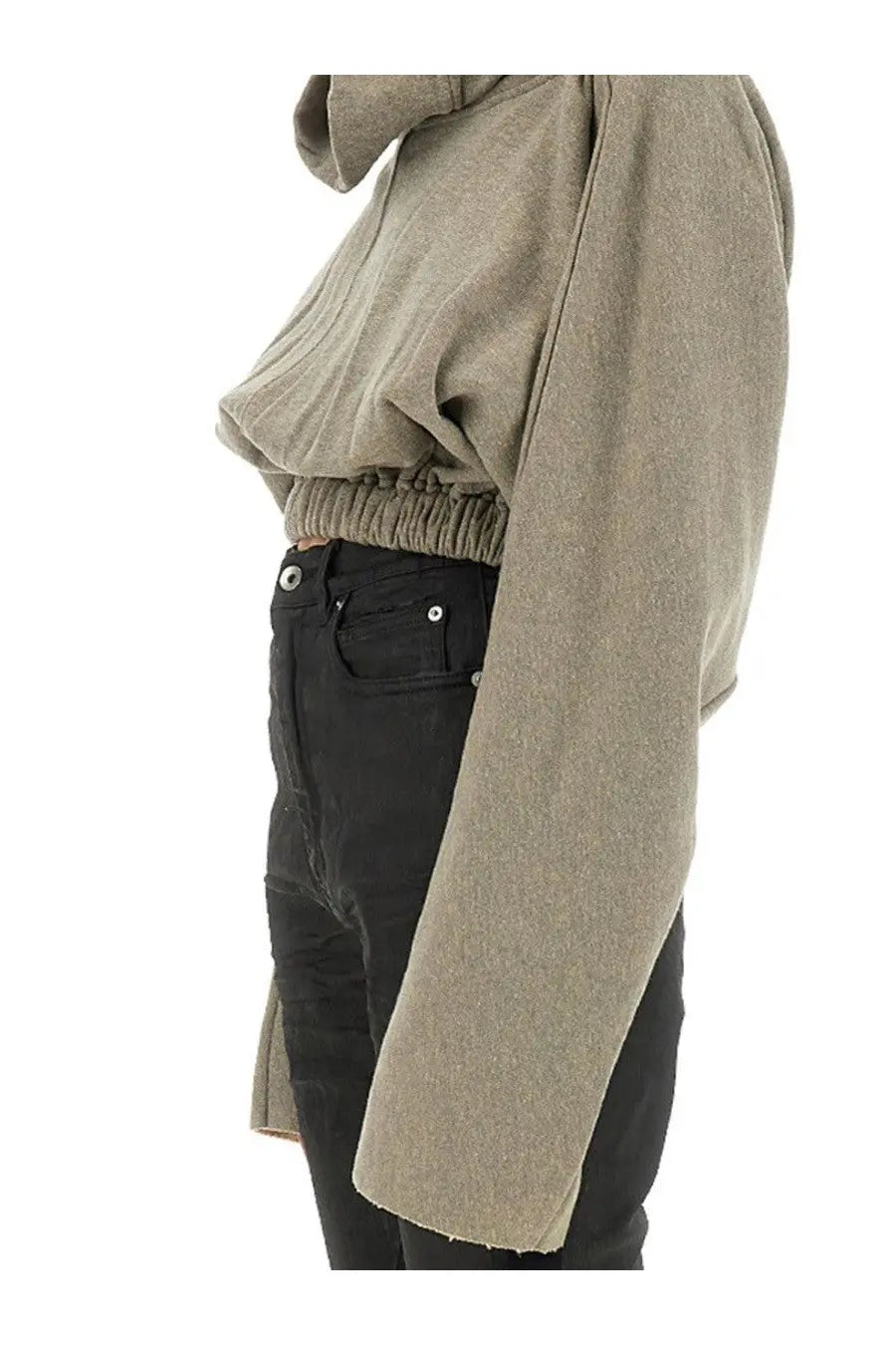 DRKSHDW Women's Cropped Hooded Tunic Sweatshirt Grey, view 4
