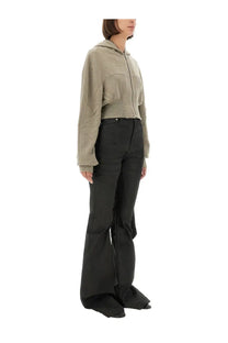 Beige cropped hoodie with zipper front and subtle stitching details from drkshdw women’s gimp collage sweatshirt gray collection