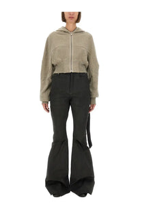 Drkshdw women’s gimp collage sweatshirt grey featuring a beige cropped zip-up hoodie with hood and patchwork design