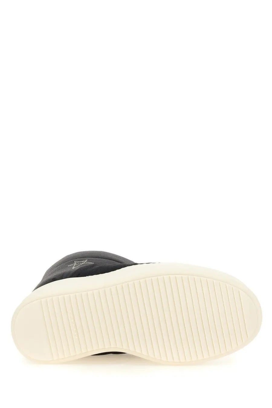 Drkshdw women’s padded boot black high-top sneaker with white rubber sole and subtle star logo on the side