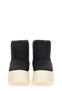 Drkshdw women’s padded black puffer ankle boots with thick off-white platform sole