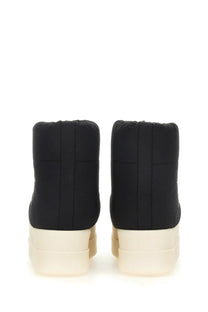 Drkshdw women’s padded boot black high-top sneaker with quilted black upper and cream chunky sole