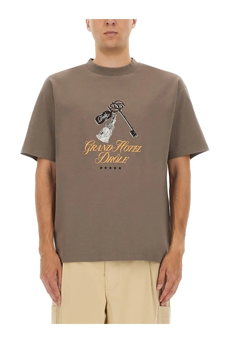 Drôle de Monsieur Men's Grand Hotel Print Shirt Grey