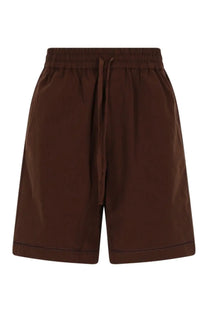 Drôle de monsieur men’s jour echelle brown shorts with elastic waistband drawstring simple design and stitched hem