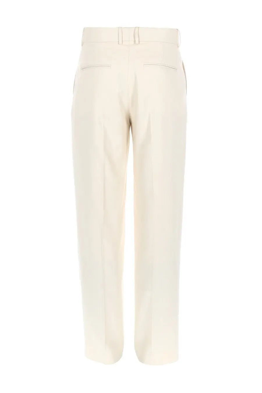Cream-colored tailored drôle de monsieur men’s pantalone golfeur chevrons with a straight-leg cut and back pleats view