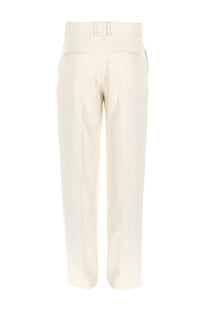 Cream-colored tailored drôle de monsieur men’s pantalone golfeur chevrons with a straight-leg cut and back pleats view