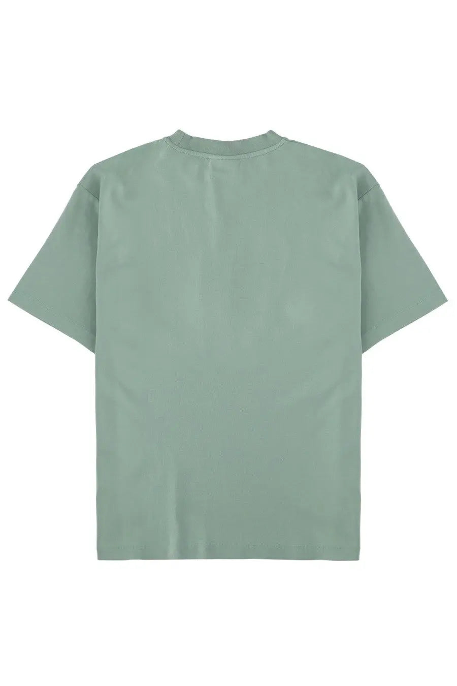 A soft sage green oversized cotton t-shirt by drôle de monsieur with a relaxed fit and crew neckline