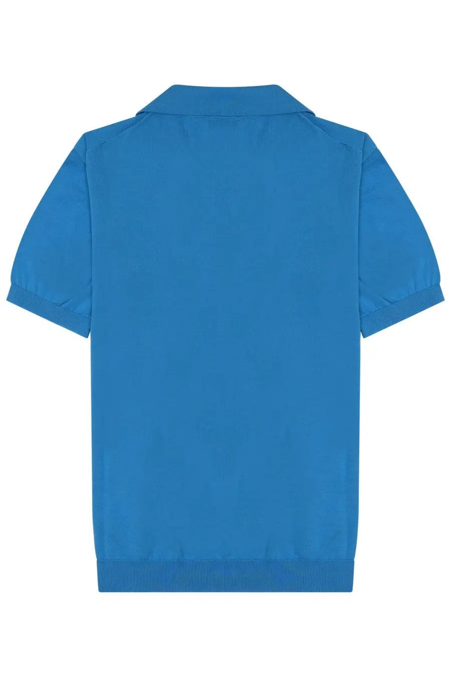 Drumohr men’s cotton polo blue with bright blue short sleeves classic collar and ribbed cuffs
