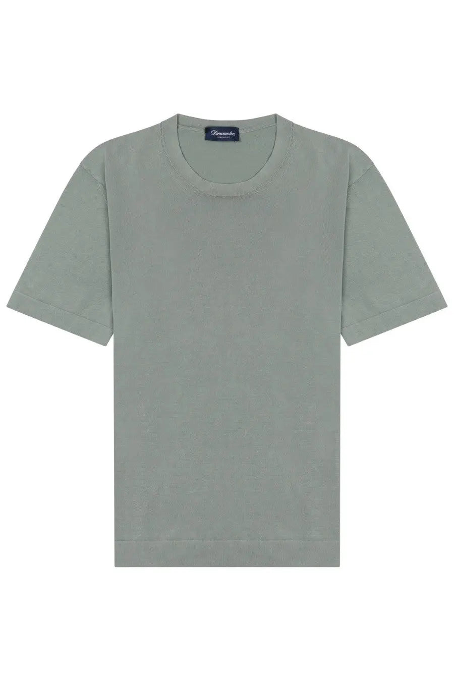 Drumohr men’s cotton olive green short-sleeved t-shirt with a classic crew neck and subtle ribbed hem