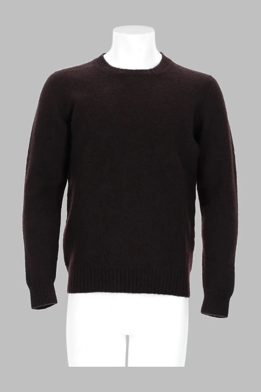 Drumohr men’s maglia in lana brown sleek dark brown cashmere sweater with classic crew neck and ribbed cuffs