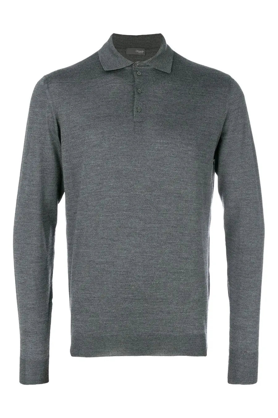 Drumohr men’s polo in lana merino grey charcoal gray knit with classic collar and buttoned placket
