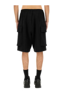 Dsquared2 men’s cargo bermuda shorts balloon black with large side pockets and elastic waistband in black fabric