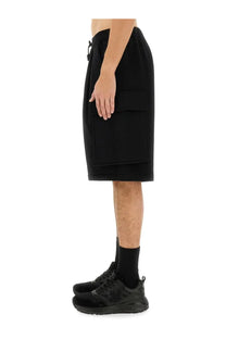 Dsquared2 men’s cargo bermuda shorts balloon black with drawstring waist large side pockets soft textured fabric