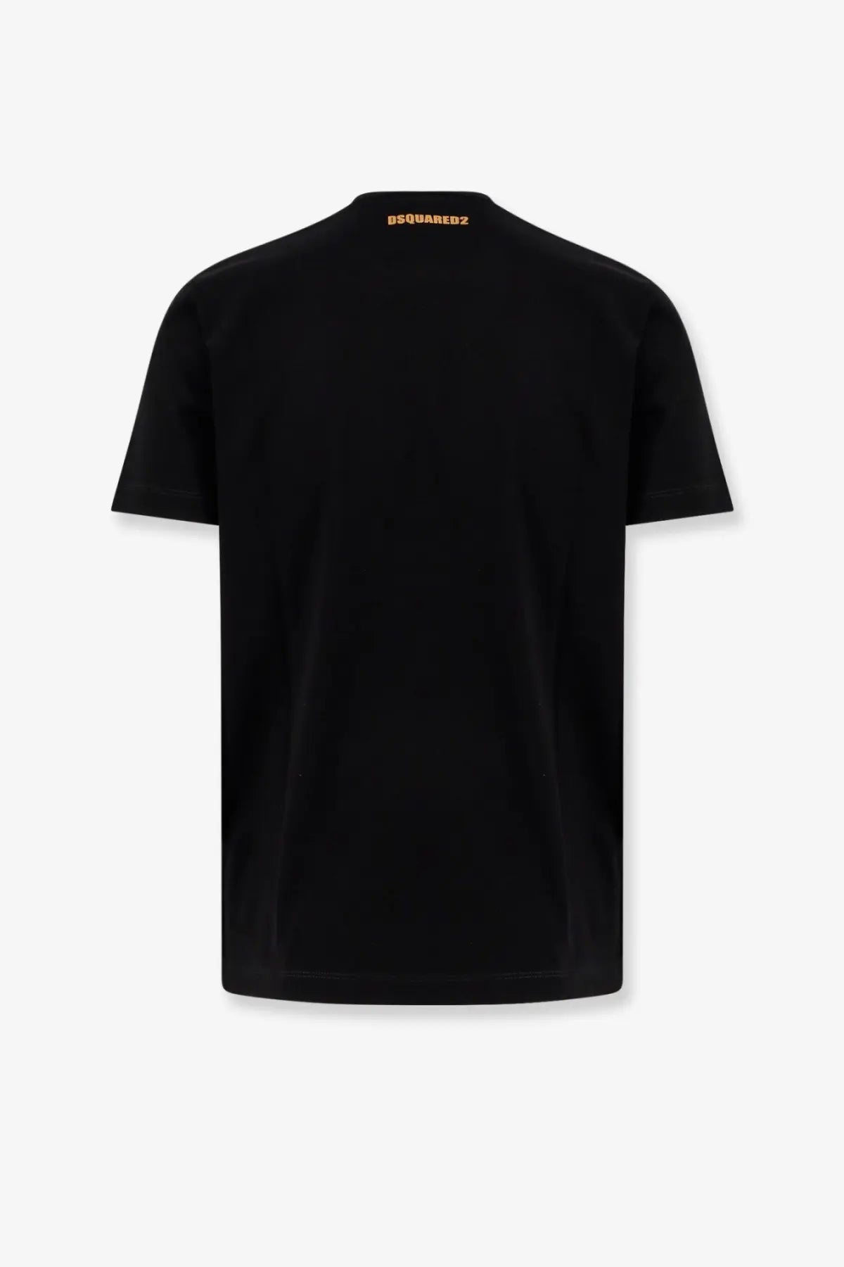 Dsquared2 men’s cool fit black cotton t-shirt featuring an orange logo at the neckline