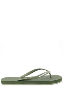 Olive green dsquared2 men’s flip flop slipper with textured rubber sole and matching strap for casual wear