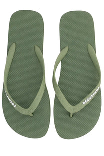 Dsquared2 men’s olive green flip-flops with braided strap design and textured rubber sole for casual wear