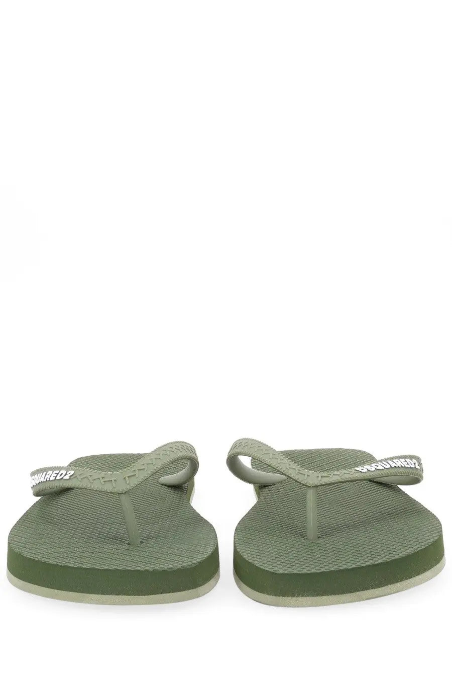 Dsquared2 men’s olive green flip flop slippers with braided straps and textured rubber sole