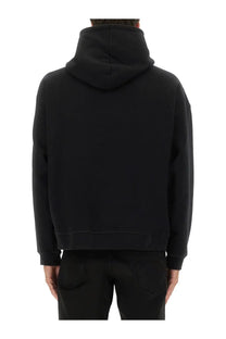 Dsquared2 men’s black hoodie with soft textured fabric and ribbed cuffs for comfortable casual wear