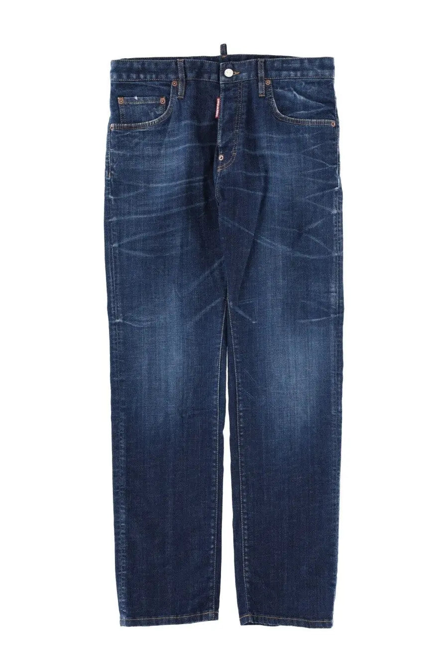 Dsquared2 men’s jeans teddy blue dark blue denim with faded worn-in look and classic five-pocket design