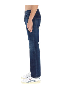 Dsquared2 men’s jeans teddy blue dark blue denim with straight-leg cut and subtle fading on the thighs