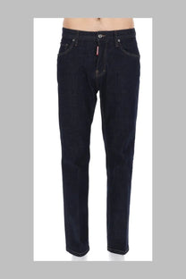 Dsquared2 men’s jeans teddy blue dark indigo denim with classic straight-leg cut and subtle stitching details