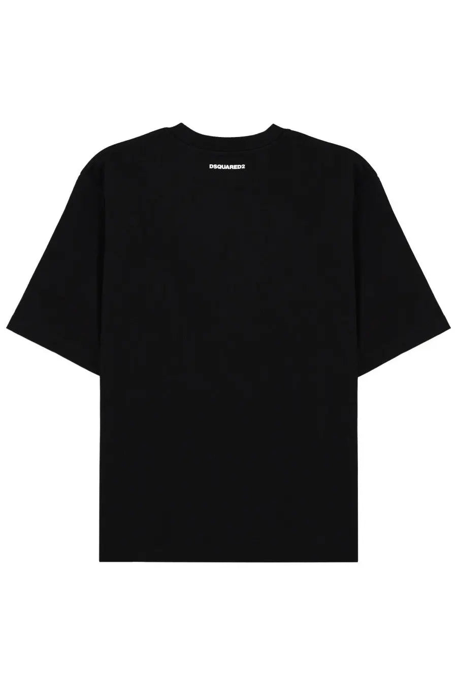 Black dsquared2 men’s oversized t-shirt featuring a minimalist logo at the neckline in a cotton blend fabric
