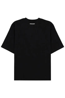Black dsquared2 men’s oversized t-shirt featuring a minimalist logo at the neckline in a cotton blend fabric