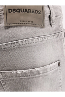 Light gray distressed denim dsquared2 men skater jeans featuring the brand label on the back side