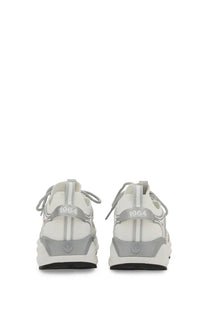 Dsquared2 men’s sneaker dash white athletic shoe with white and gray chunky sole and 1964 branding on the heel back side