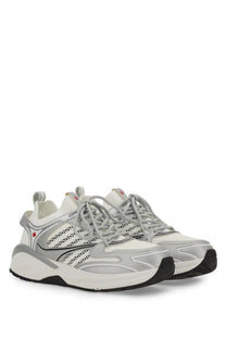 Dsquared2 men’s sneaker dash white athletic shoes with chunky sole perforated mesh and subtle red logo accents