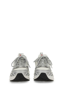 Dsquared2 men’s sneaker dash white chunky sneakers in silver and white with geometric design and black rubber soles