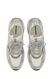 Dsquared2 men’s sneaker dash white with chunky layered design in white and silver leather and mesh materials